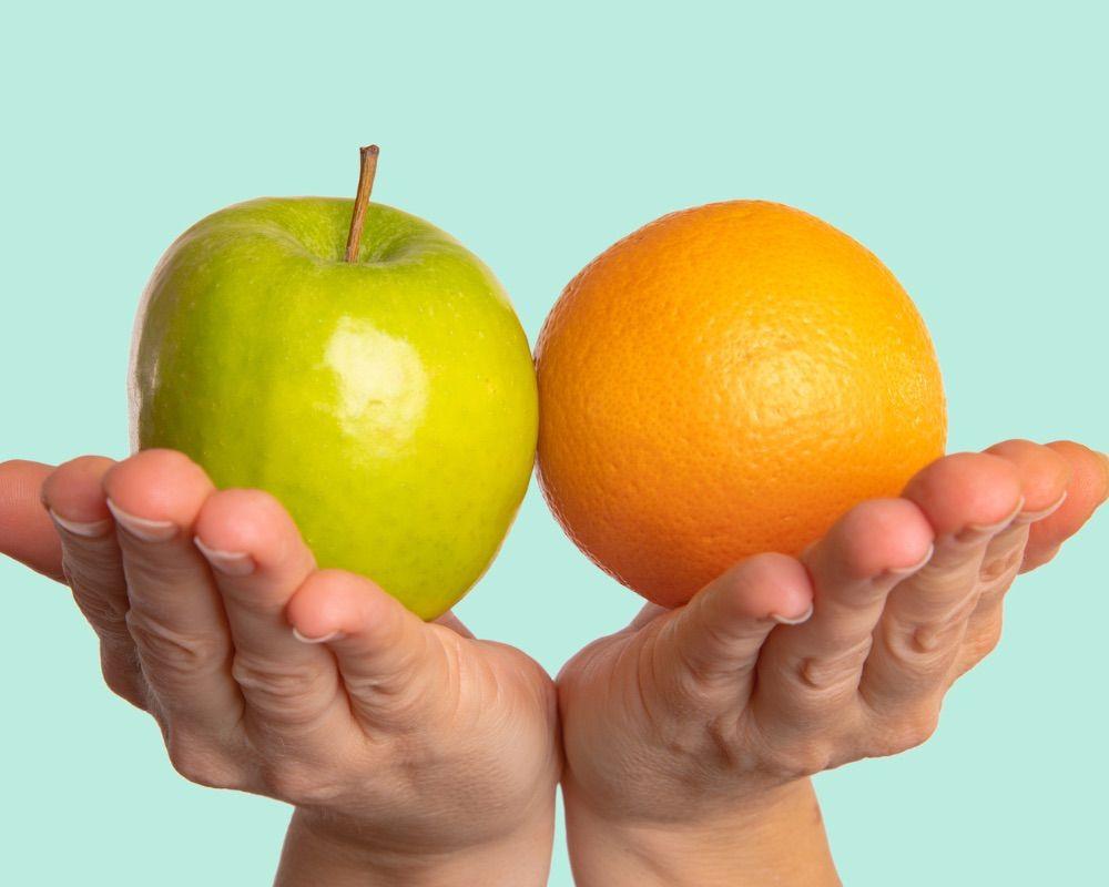 comparing Apple and Orange with one in each hand